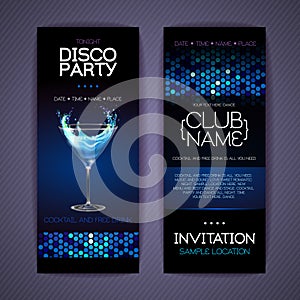 Disco invitation to cocktail party. Document template