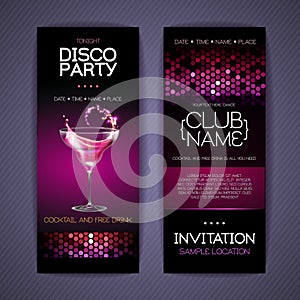 Disco invitation to cocktail party. Document template
