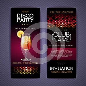 Disco invitation to cocktail party. Document template