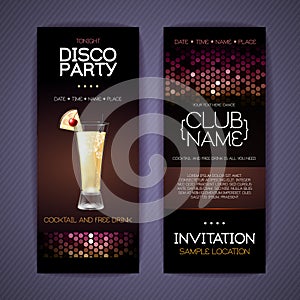 Disco invitation to cocktail party. Document template