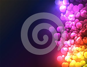 Disco lights background with colorful bubbles.