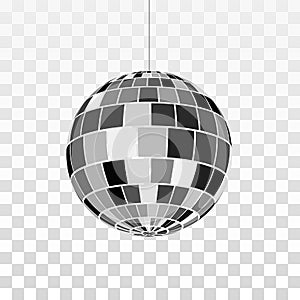 Disco or mirror ball icon. Symbol nightlife. Retro disco party. Vector illustration isolated on transparent background