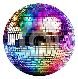 Disco mirror ball reflecting rainbow colors spectrum