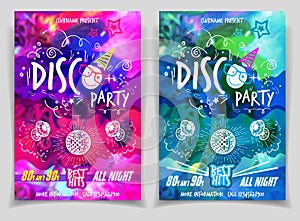 Disco music night party flyer set