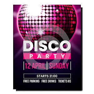 Disco music party poster background