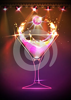 Disco neon Cocktail background