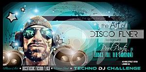 Disco Night Club Flyer layout with DJ shape