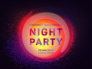 Disco night party vector template with flying particles background for music event flyers