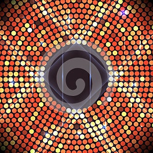 Disco party background. Ball, nightclub and nightlife, bright and shine sphere, vector