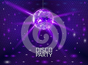 Disco party background. Music dance design for advertise. Disco ball flyer or poster design promo