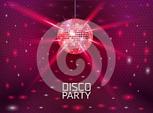 Disco party background. Music dance vector design for advertise. Disco ball flyer or poster design promo