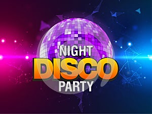 Disco party background. Music dance vector design for advertise. Disco ball flyer or poster design promo