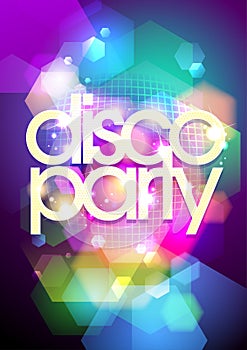 Disco party design on a bokeh background.