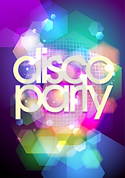 Disco party design on a bokeh background. photo