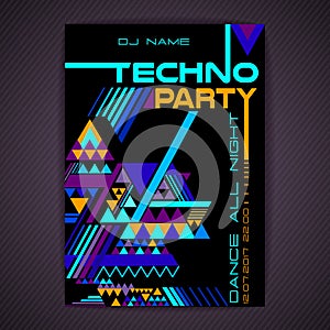 Disco poster. Abstract triangle background