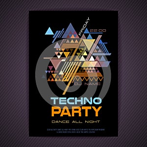 Disco poster. Abstract triangle background