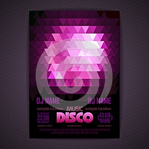 Disco poster. geometric triangle background