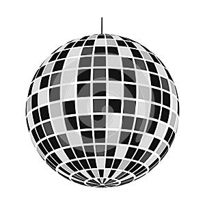 Discoball icon. Glowing night club mirror sphere. Disco ball for dance music party in retro 70s or 80s style