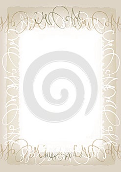Discoloured list with elements of calligraphy photo