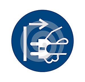 Disconnect mains plug from electrical outlet symbol