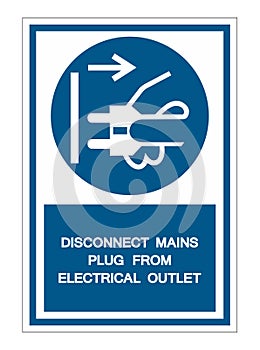 Disconnect Mains Plug From Electrical Outlet Symbol Sign Isolate On White Background,Vector Illustration EPS.10