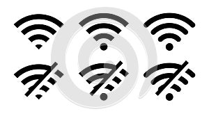 Disconnect wifi icon set collection. Lost wireless connection symbol vector