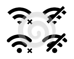 Disconnect wifi icon set. Lost wireless fidelity connection sign symbol photo