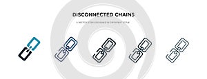 Disconnected chains icon in different style vector illustration. two colored and black disconnected chains vector icons designed