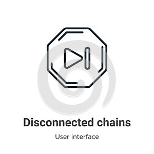 Disconnected chains outline vector icon. Thin line black disconnected chains icon, flat vector simple element illustration from