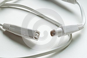 disconnected power supply cable with a two-pin connector