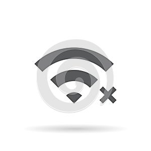 Disconnected wifi icon isolated on white background. Lost wireless fidelity connection concept photo