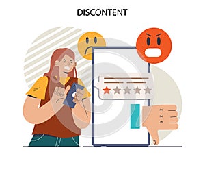 Discontent concept. Dissatisfaction of product or service, negative