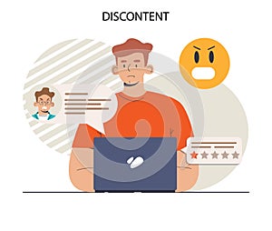 Discontent concept. Dissatisfaction of product or service, negative