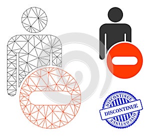Discontinue Scratched Stamp and Web Carcass Remove Man Figure Vector Icon