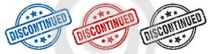 discontinued stamp. discontinued round isolated sign. photo