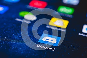 Discord app icon on the screen smartphone
