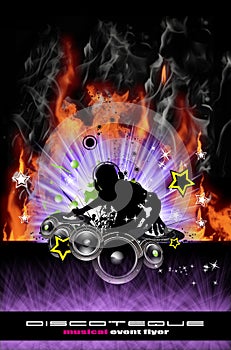 Discoteque Dj Flyer with Real Flames