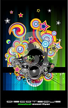 Discoteque Flyer with Abstract DJ silhouette.