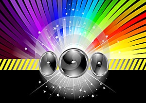 Discotheque banner template with rainbow