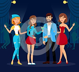 Discotheque, Friends Clubbing Vector Illustration