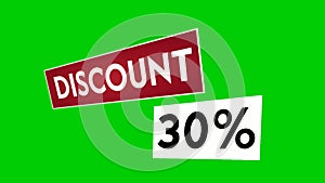 Discount 30% percent text animation motion graphics suitable for your flash sales.green screen