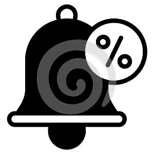 discount alert black filled line icon, Black Friday glyph style store or market shopping commerce, shop sale icon