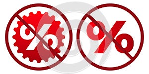 discount ban prohibit icon. Not allowed sale . photo