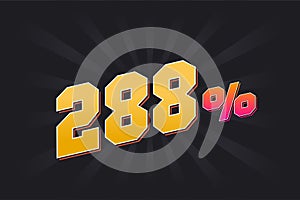 288% discount banner with dark background and yellow text. 288 percent sales promotional design