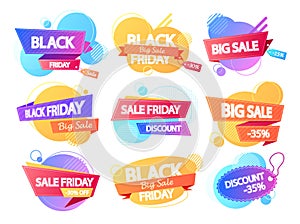 Discount Banners Vector Set, Featuring Vibrant Eye-catching Designs And Bold Typography. Limited-time Black Friday Offer