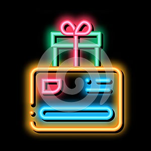 discount card gift for client neon glow icon illustration