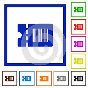Discount coupon code flat framed icons