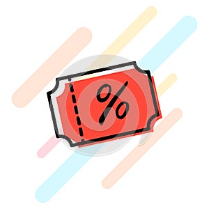 Discount coupon icon vector. Sale ticket label sign.
