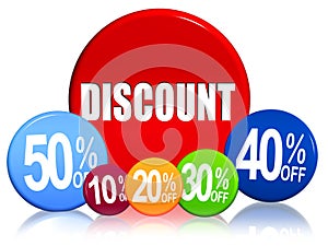 Discount different percentages in color circles