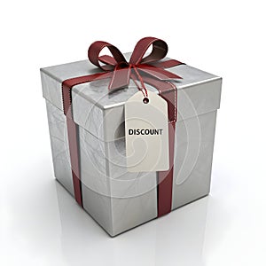 Discount gift box icon 3D render isolated on white background photo